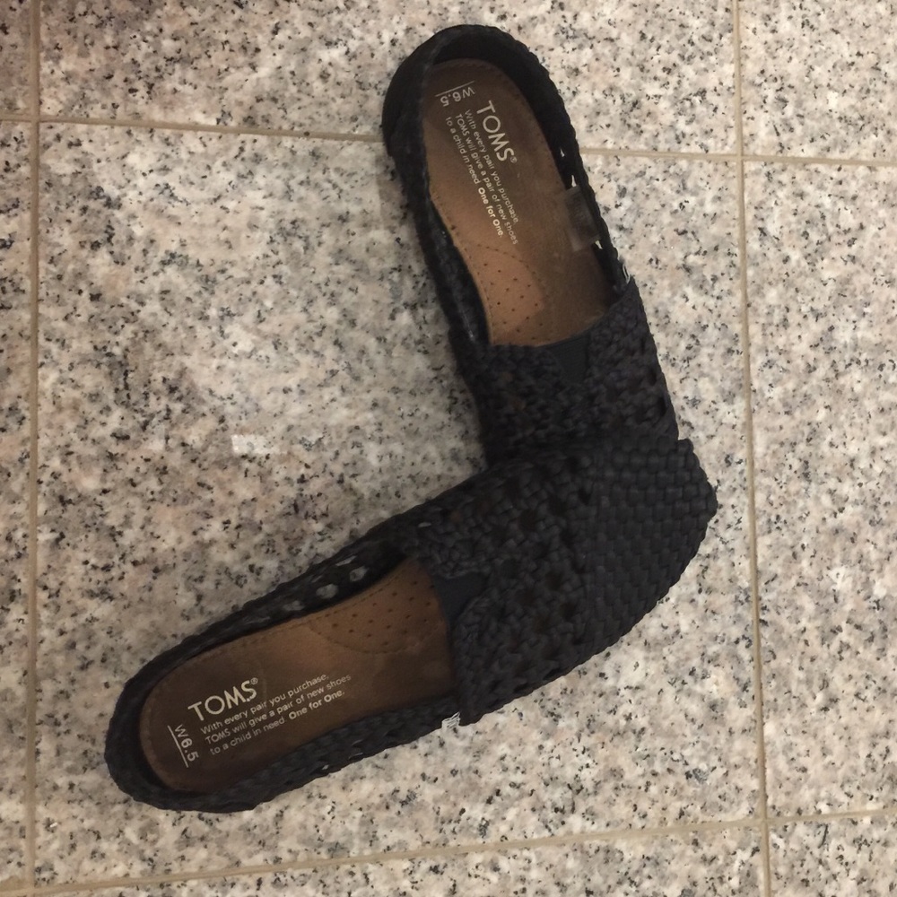 Toms Woven Black Classic Slip on